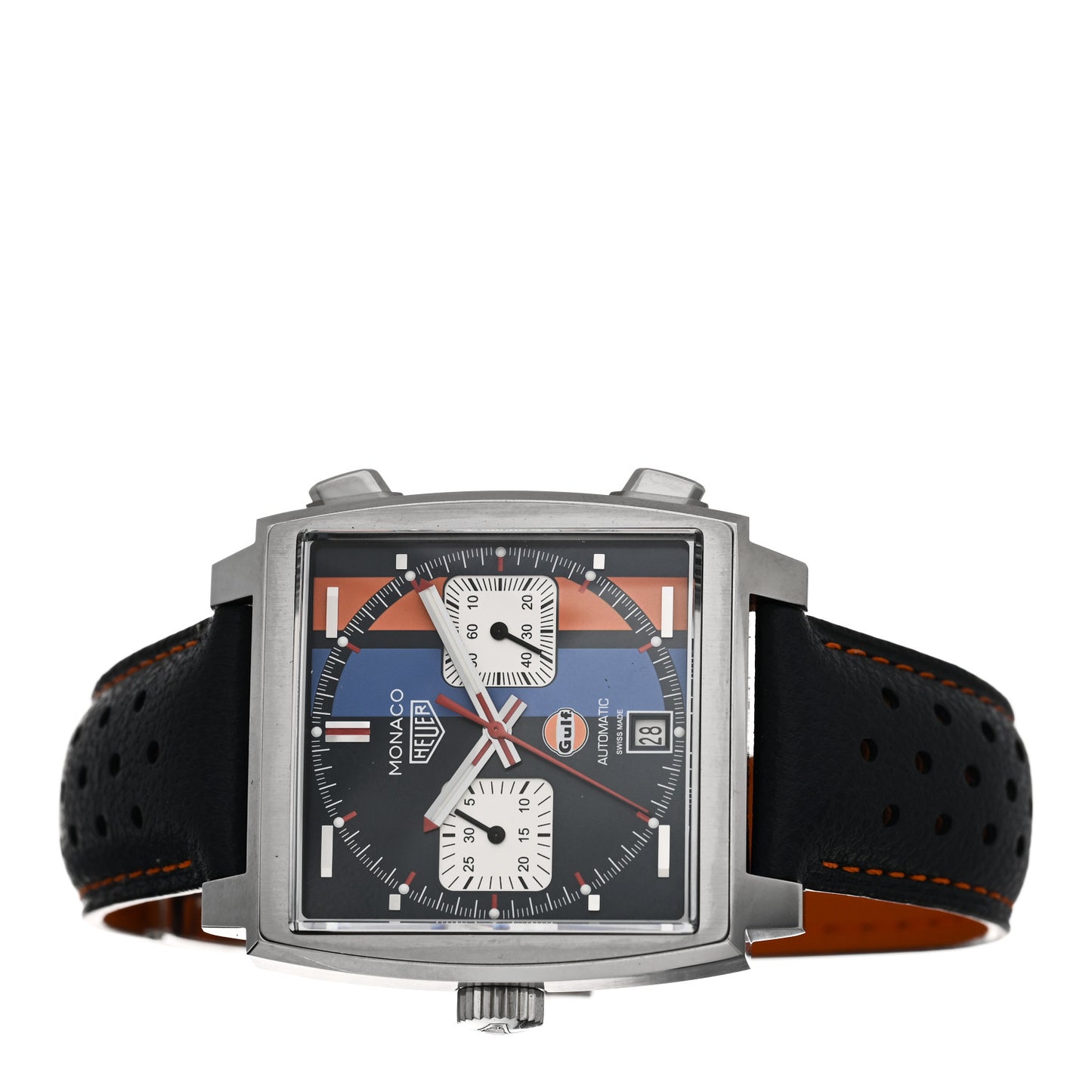 Stainless Steel Calfskin 39mm Monaco Automatic Watch Blue CAW211R