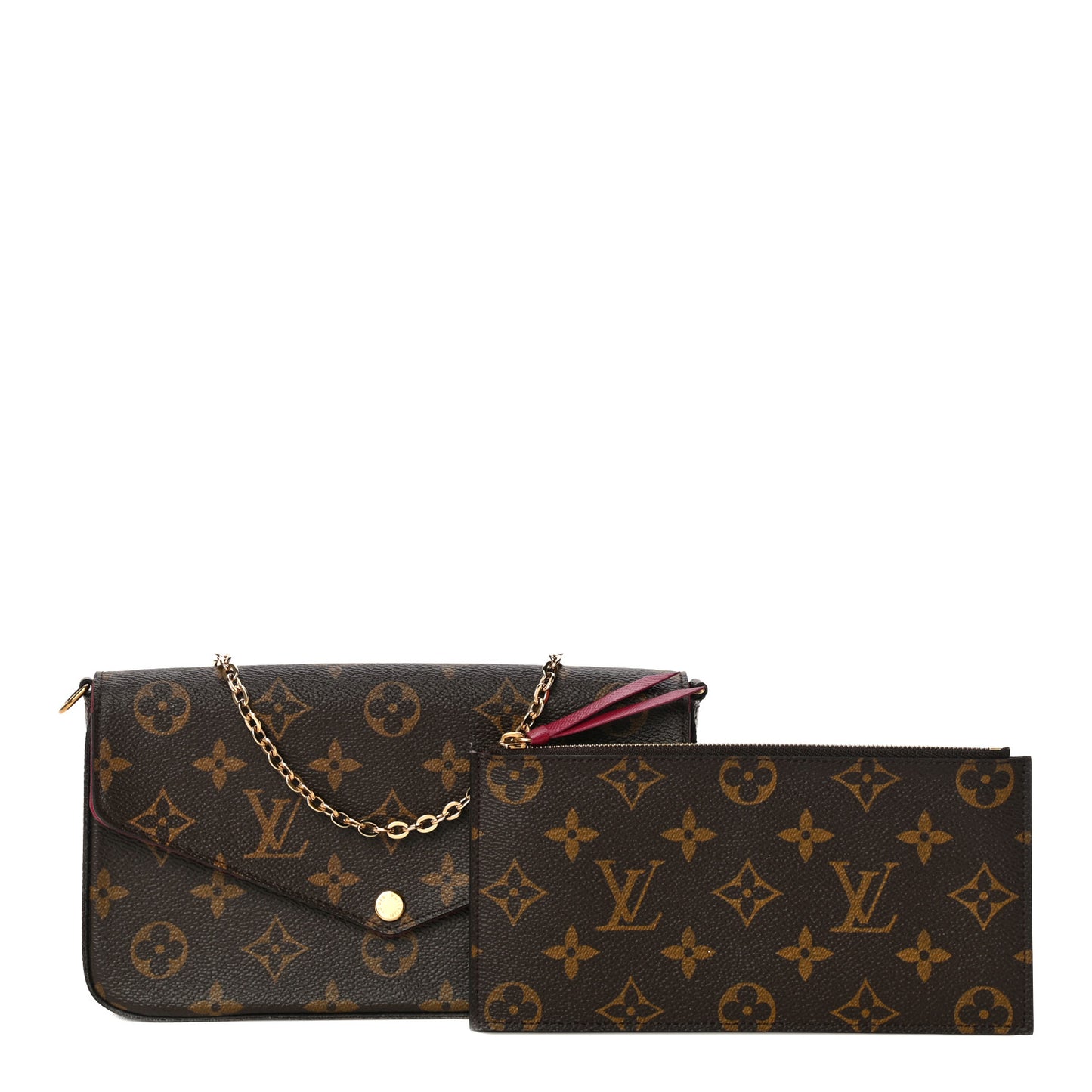 Monogram Pochette Felicie Chain Wallet Fuchsia