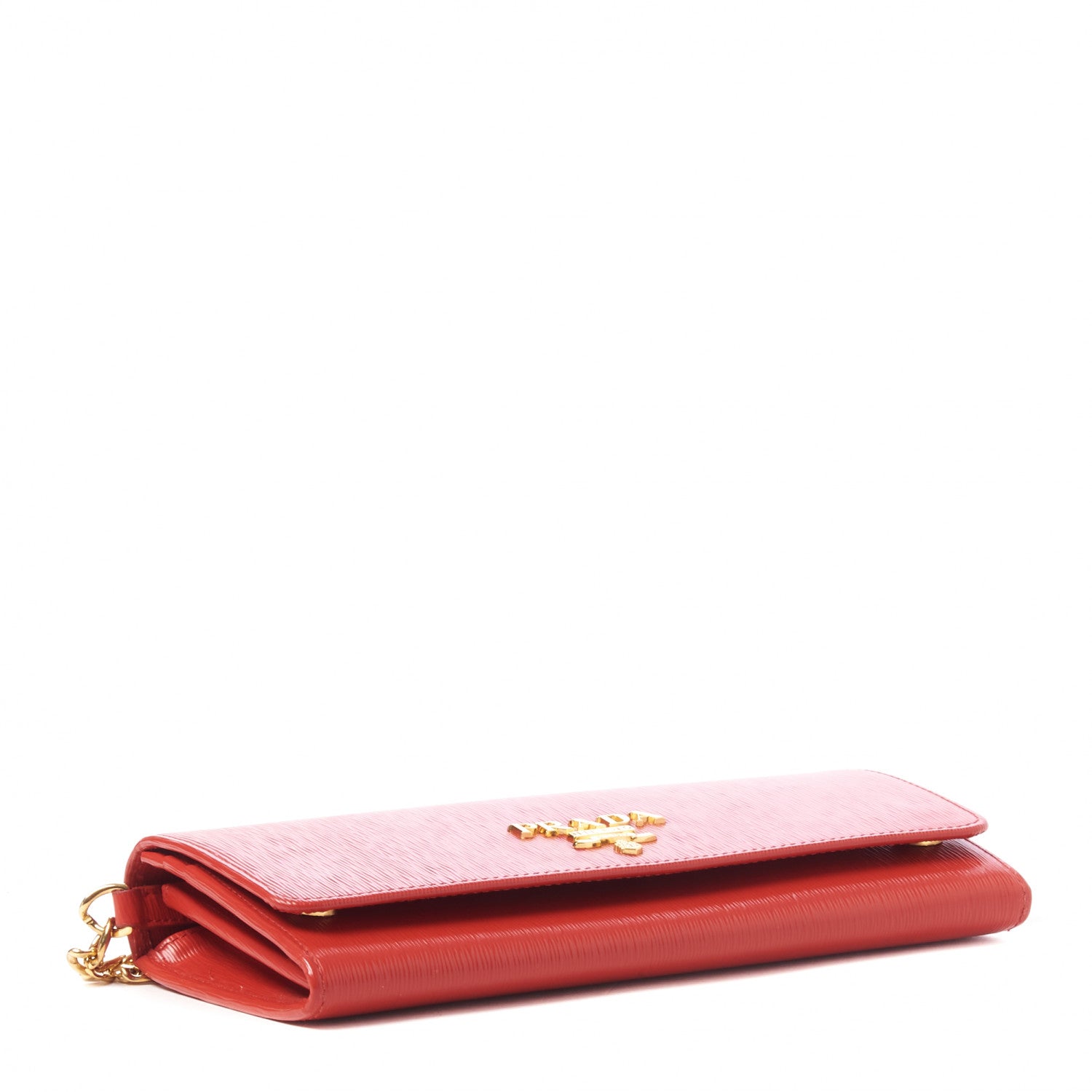 Prada Vitello Move Metal Oro Chain Wallet Lacca 4 of 9