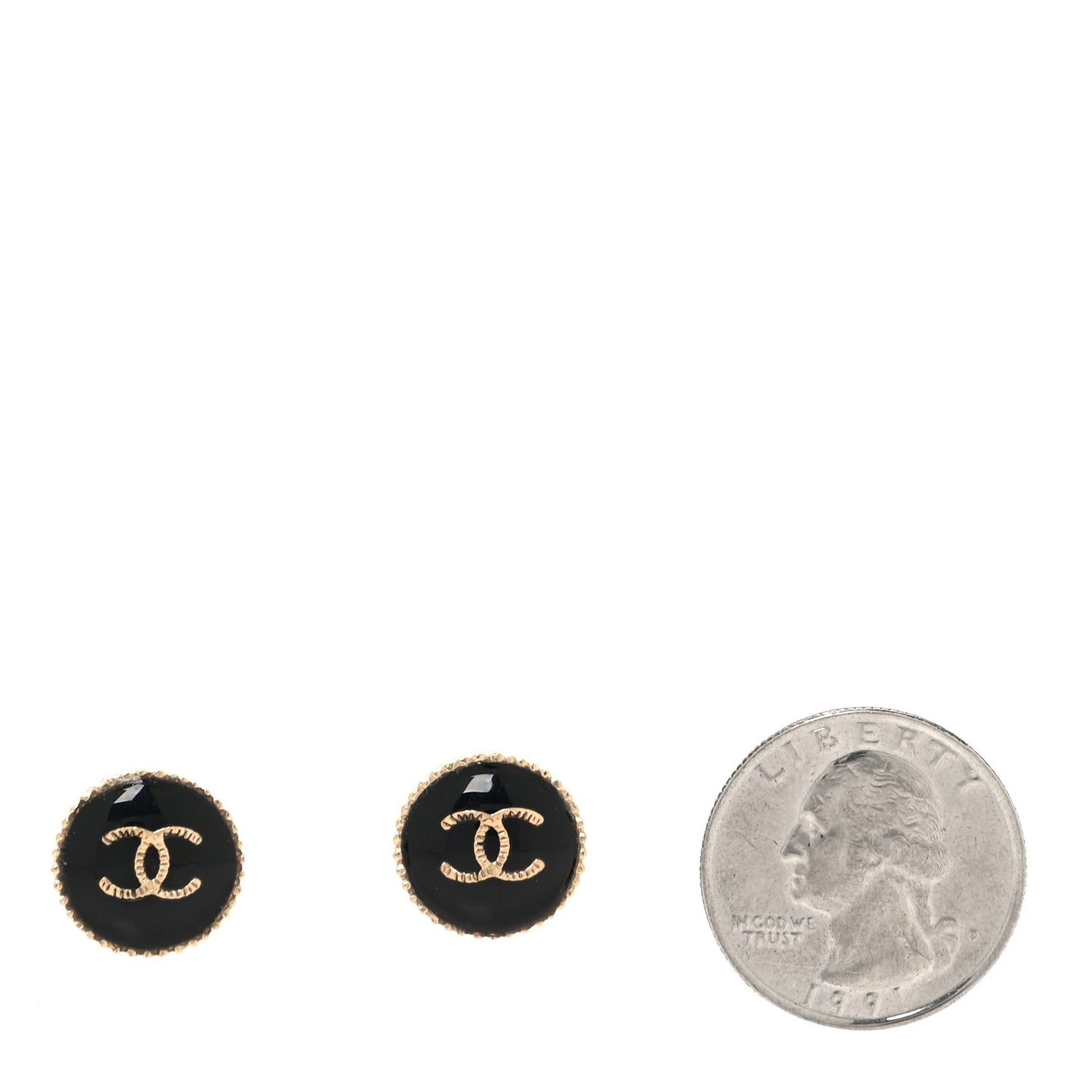 Resin CC Round Earrings Gold Black