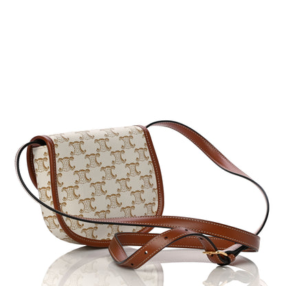 Celine Triomphe Canvas Calfskin Mini Besace Bag White 3 of 9