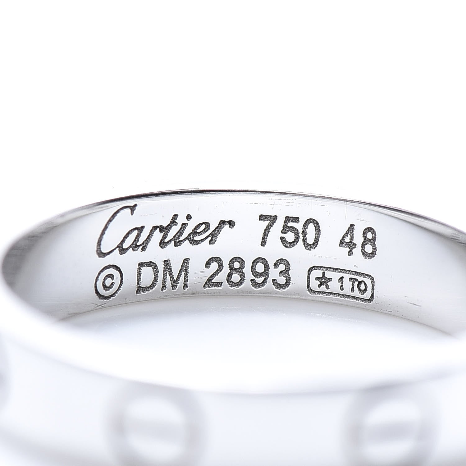 Cartier 18K White Gold 3.5mm LOVE Wedding Band Ring 48 4.5 4 of 5