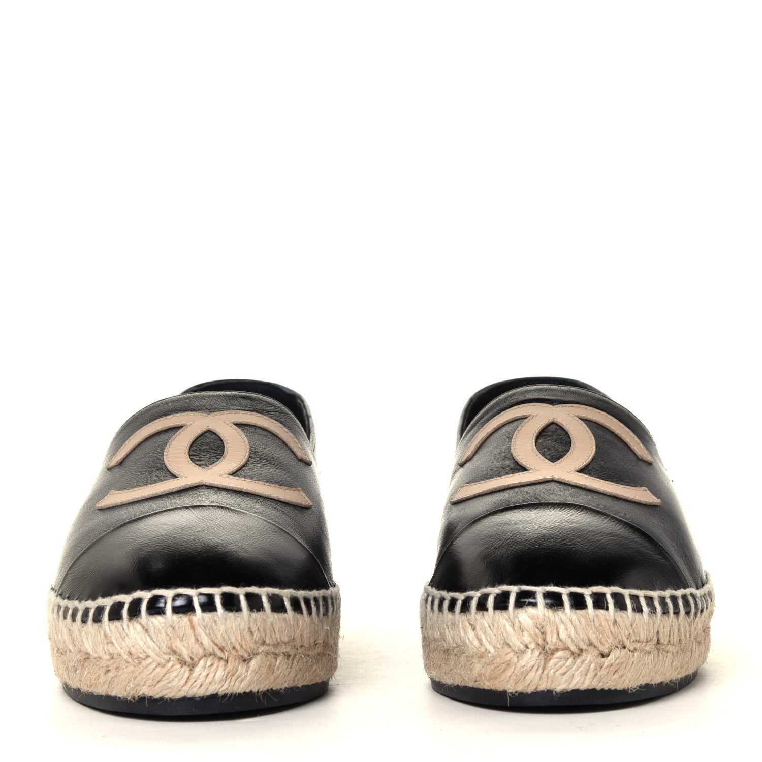 Chanel Lambskin CC Espadrilles 38 Black Beige 4 of 12