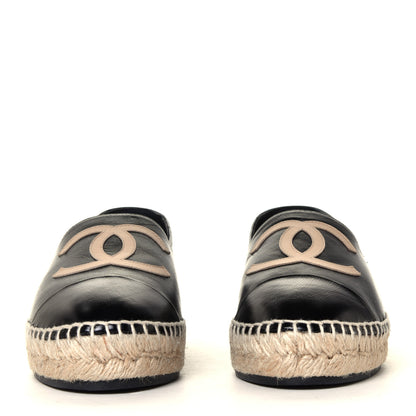 Chanel Lambskin CC Espadrilles 38 Black Beige 4 of 12