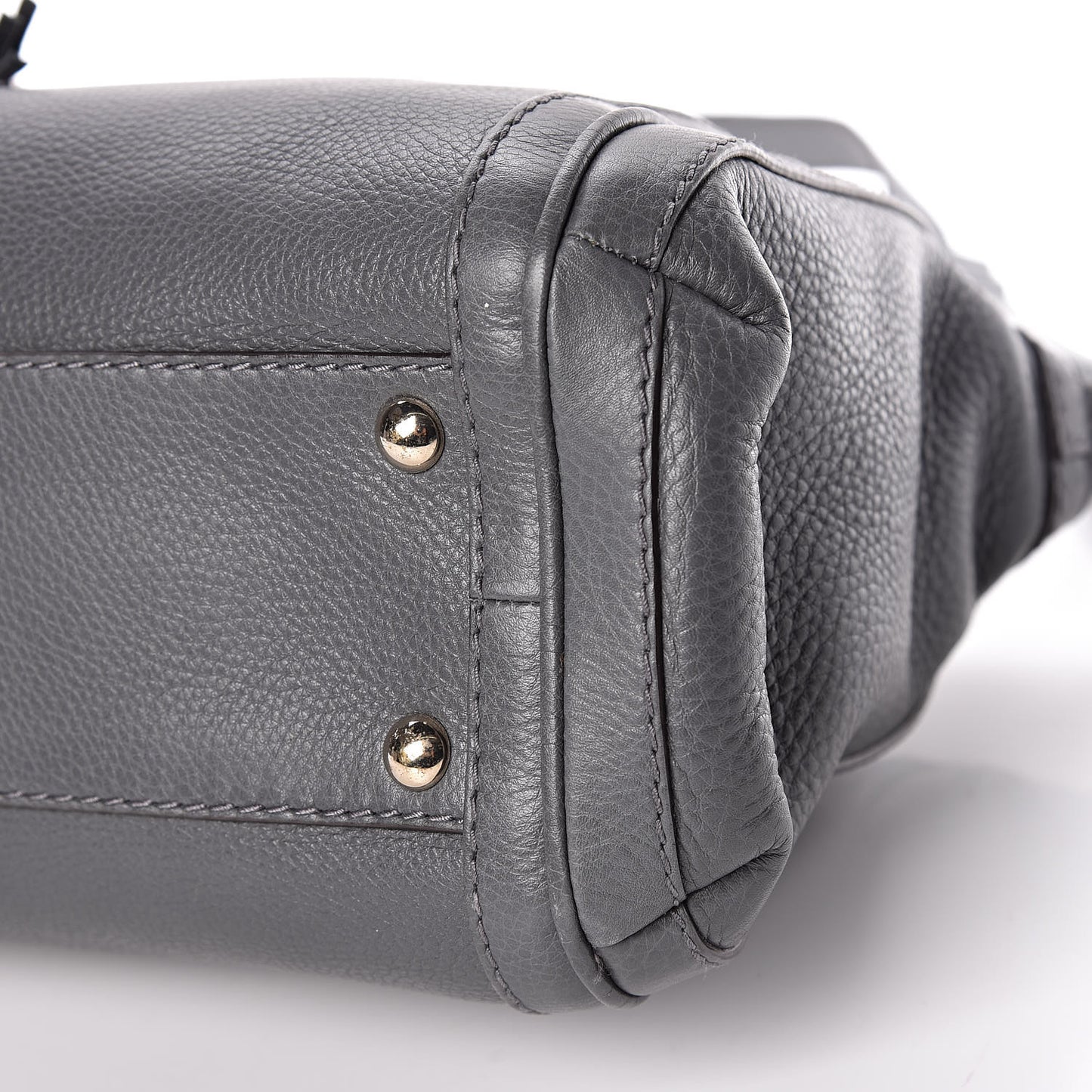Pebbled Calfskin Small Bella Top Handle Bag Gray