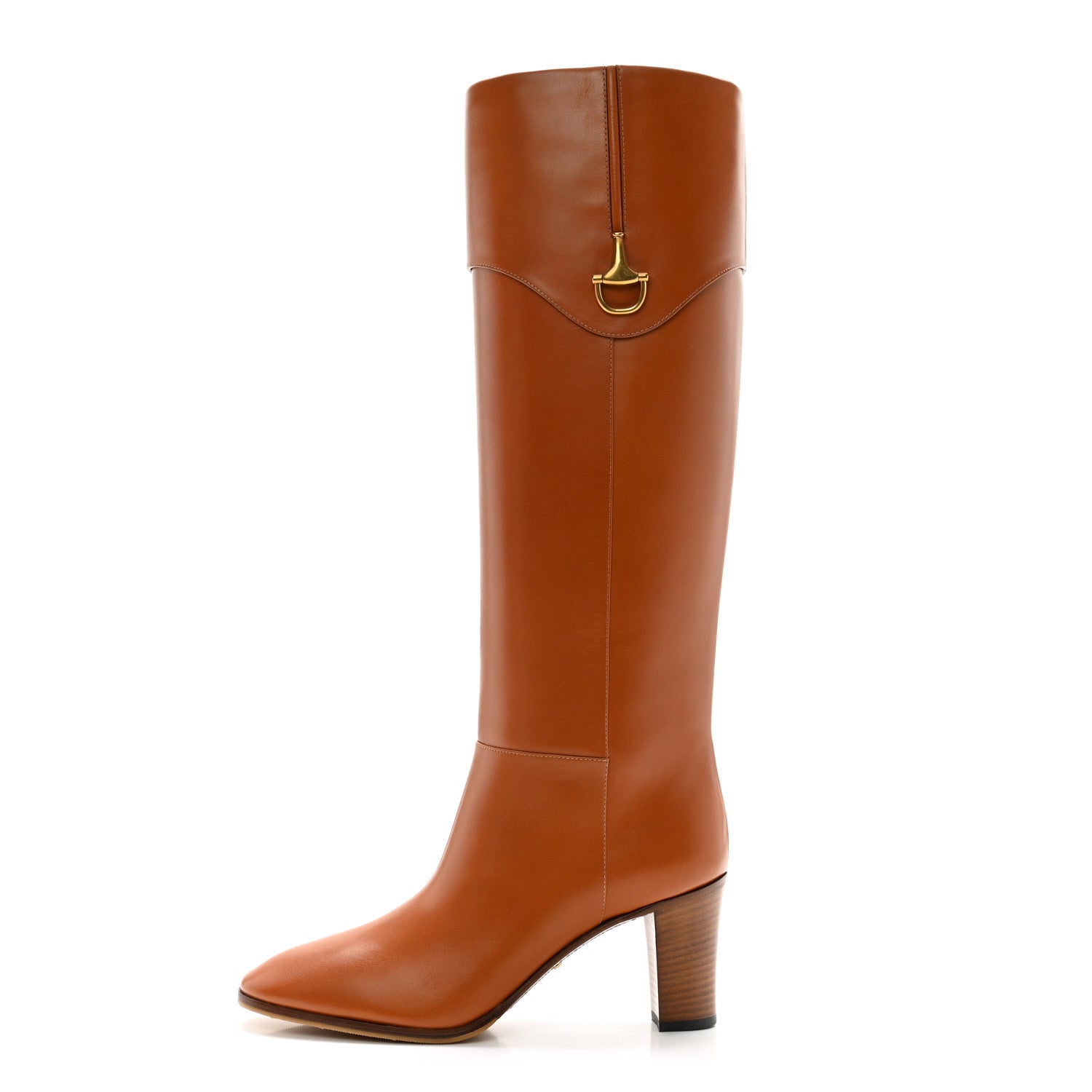 Gucci Calfskin Half Horsebit Tall Boots 39.5 Cognac 1 of 12