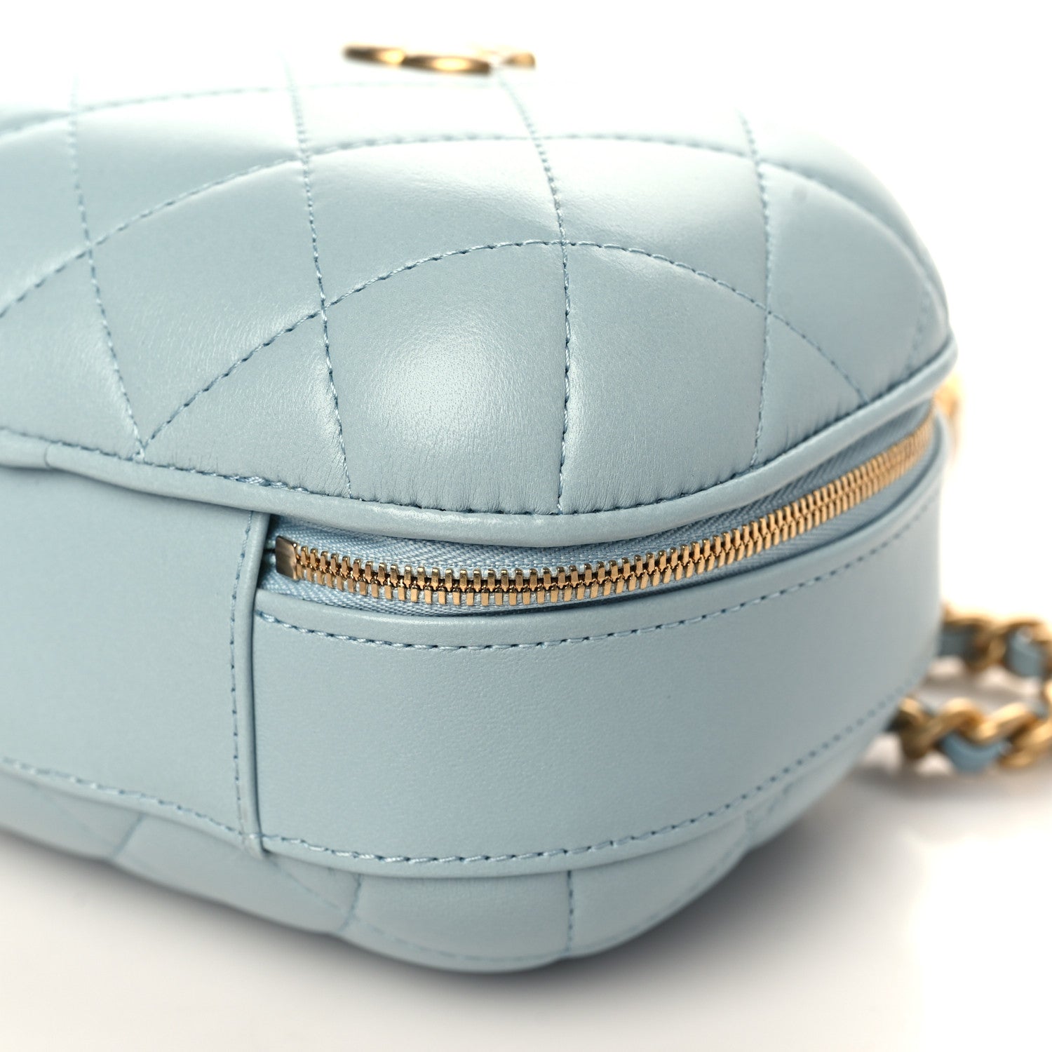 Chanel Lambskin Quilted Small CC Bubble Vanity Case Light Blue 9 of 9