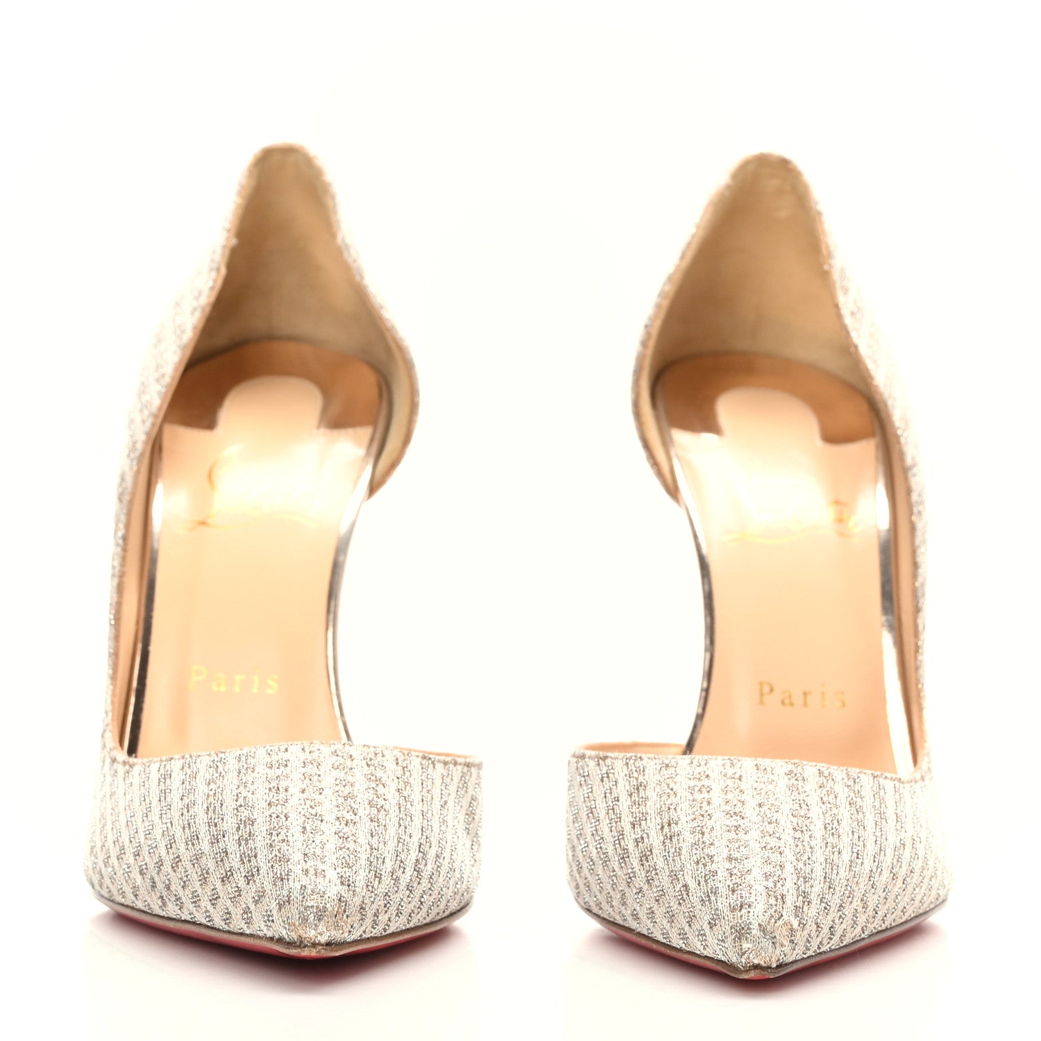 Christian Louboutin Glitter Luminor Iriza 100 Pumps 39 Nude 2 of 7