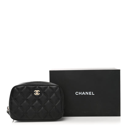 Chanel Lambskin Quilted Small Curvy Pouch Cosmetic Case Black 8 of 8