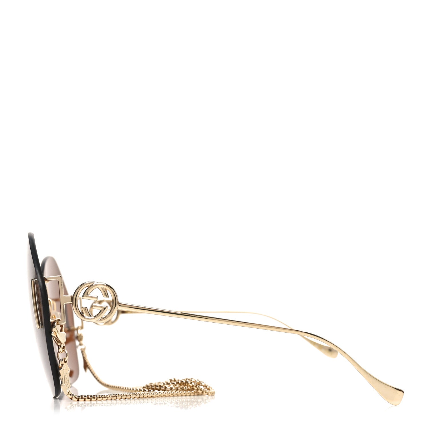 Gucci Metal Round Chain Sunglasses GG1203S Gold 4 of 7