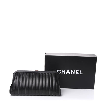 Chanel Lambskin Vertical Quilted Mademoiselle Clutch Black 13 of 13