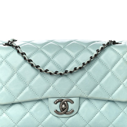 Chanel Glazed Calfskin Quilted Large Coco Soft Flap Light Blue 11 of 36