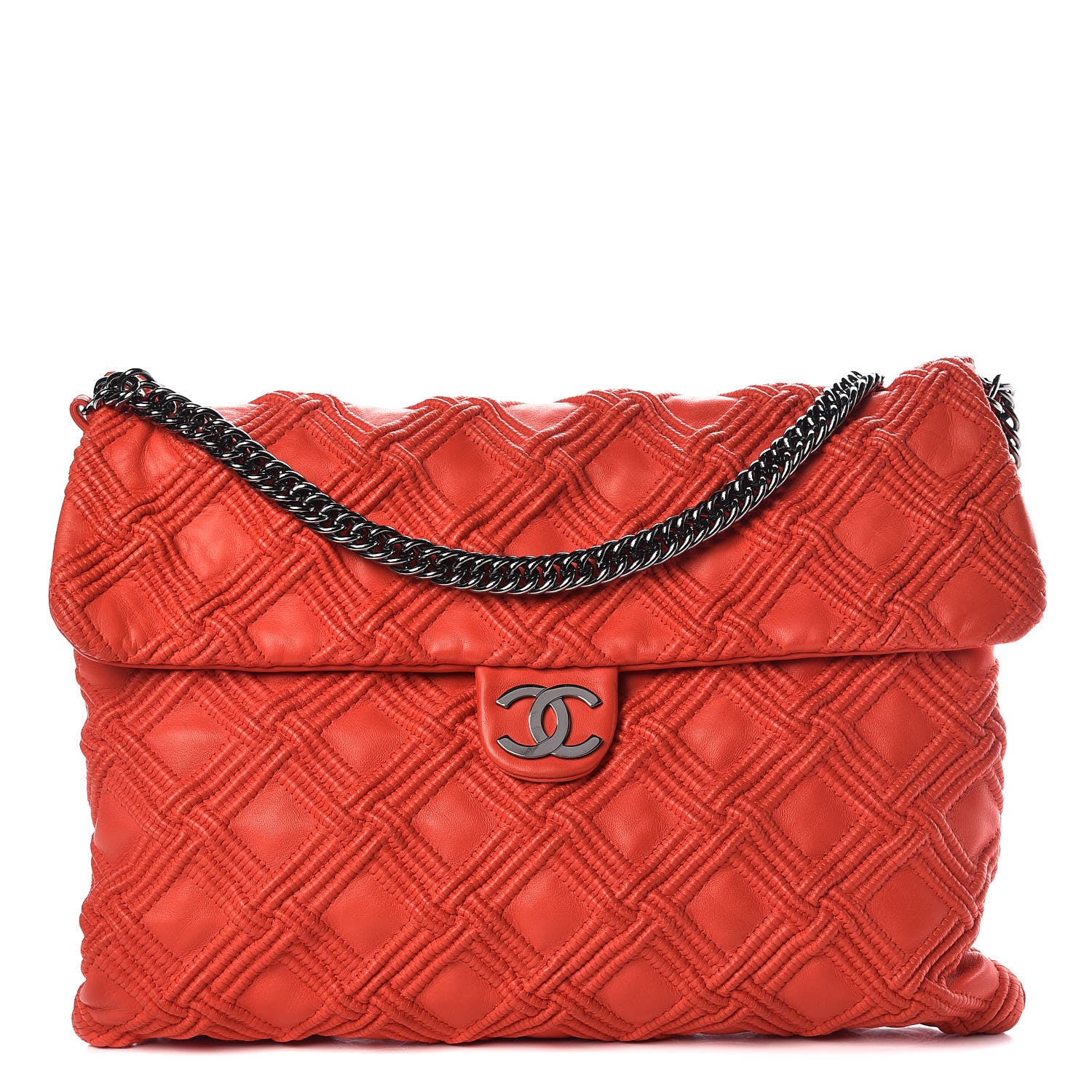 Chanel Lambskin Stitched Large Walk Of Fame Flap Red 1 of 7