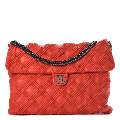 Chanel Lambskin Stitched Large Walk Of Fame Flap Red 1 of 7