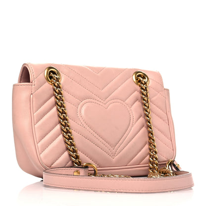 Gucci Calfskin Matelasse Mini GG Marmont Shoulder Bag Perfect Pink 3 of 12