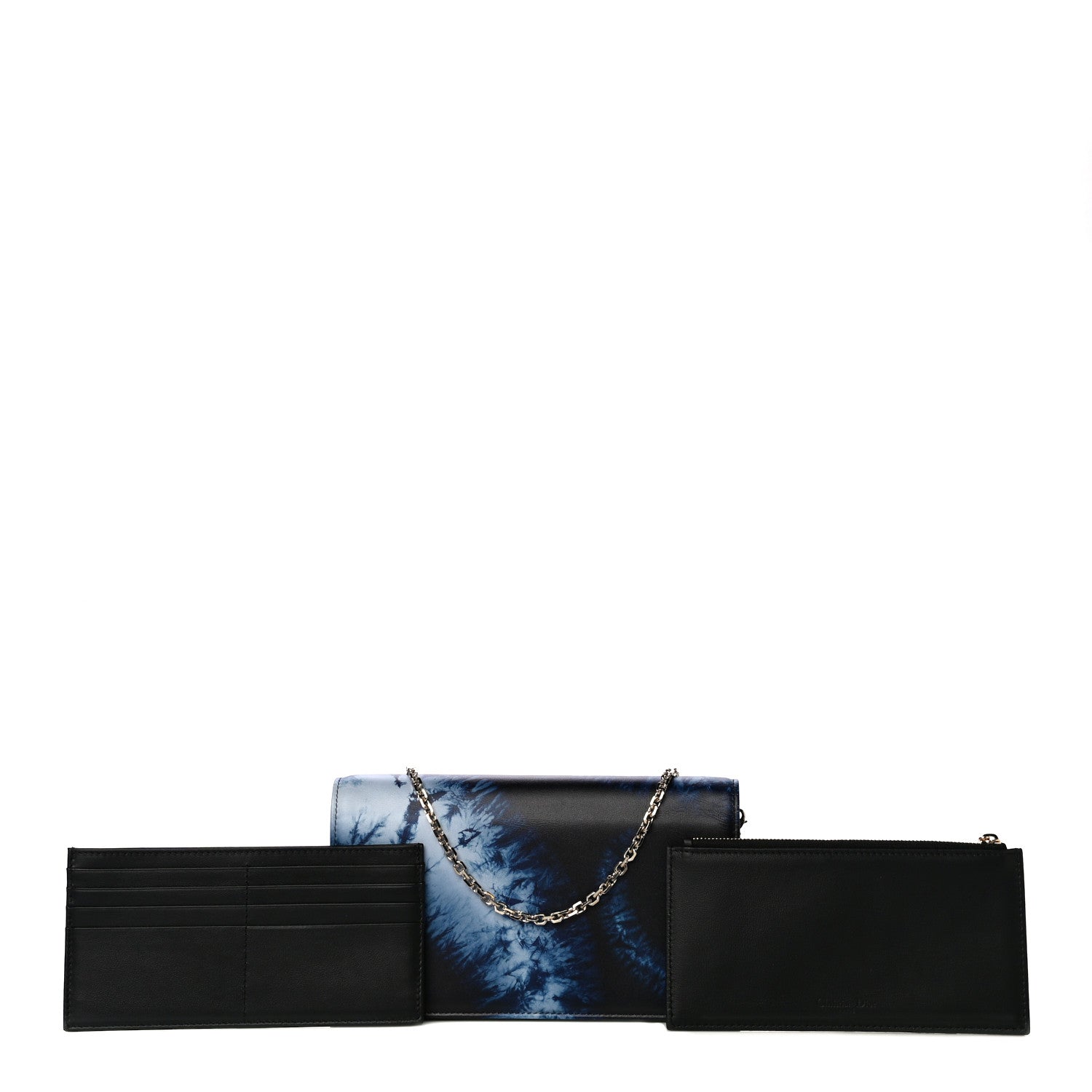 Christian Dior Calfskin Tie Dye Wallet On Chain Blue 1 of 15