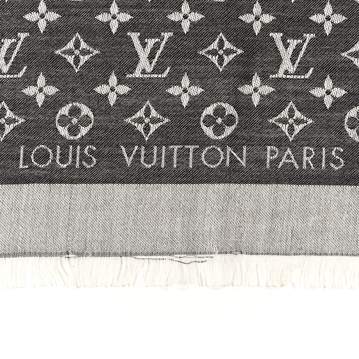 Louis Vuitton Silk Wool Monogram Denim Shawl Black 2 of 5