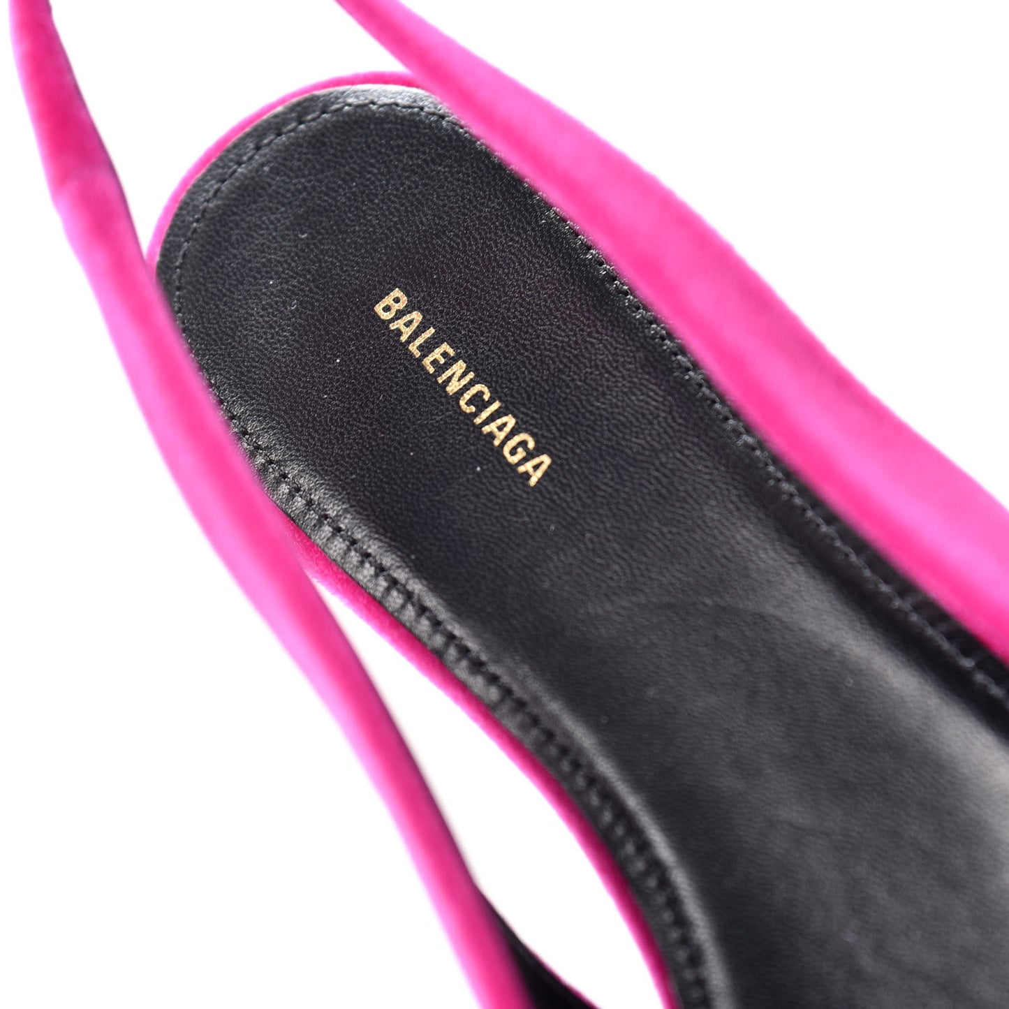 Velvet BB Knife Pointy Toe Slingback Flats 37.5 Pink
