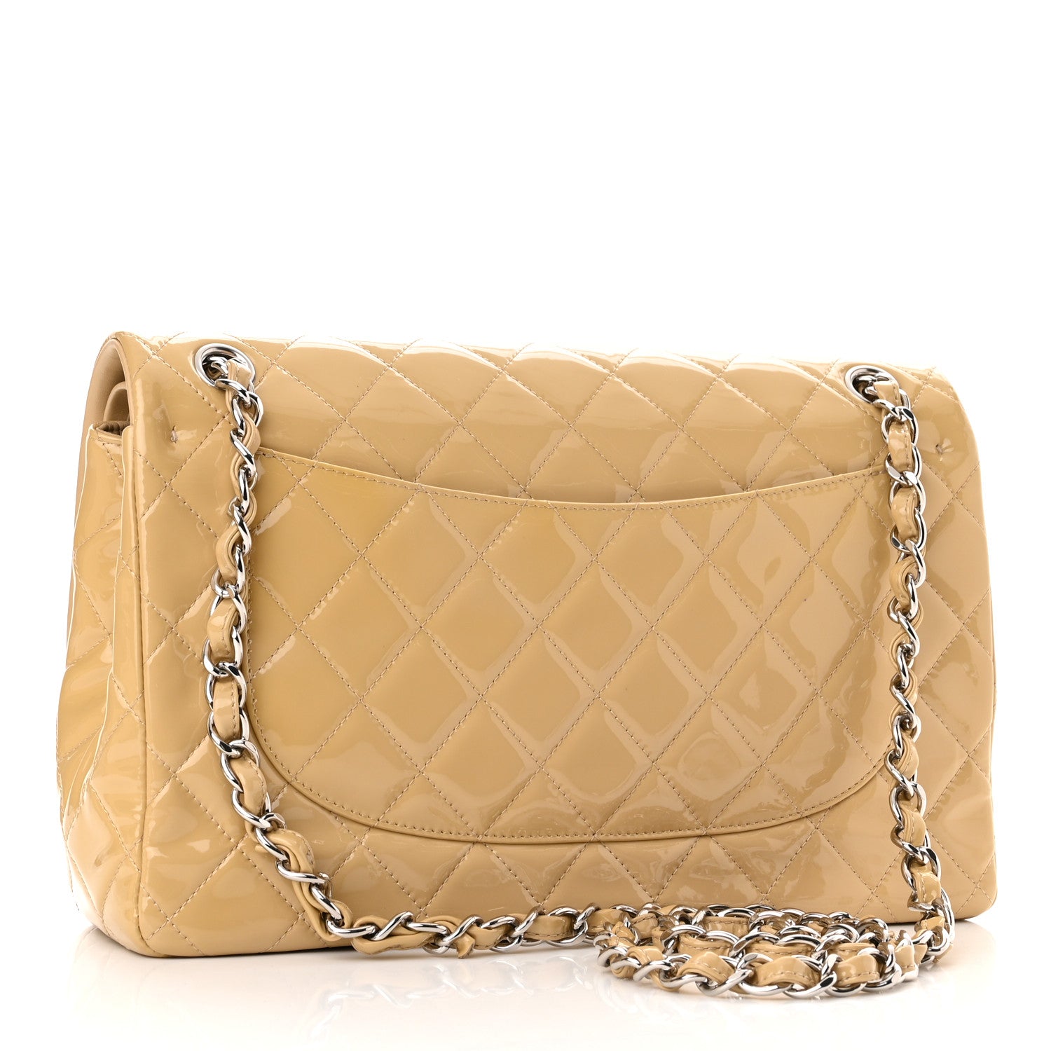 Chanel Patent Quilted Jumbo Double Flap Beige 3 of 10