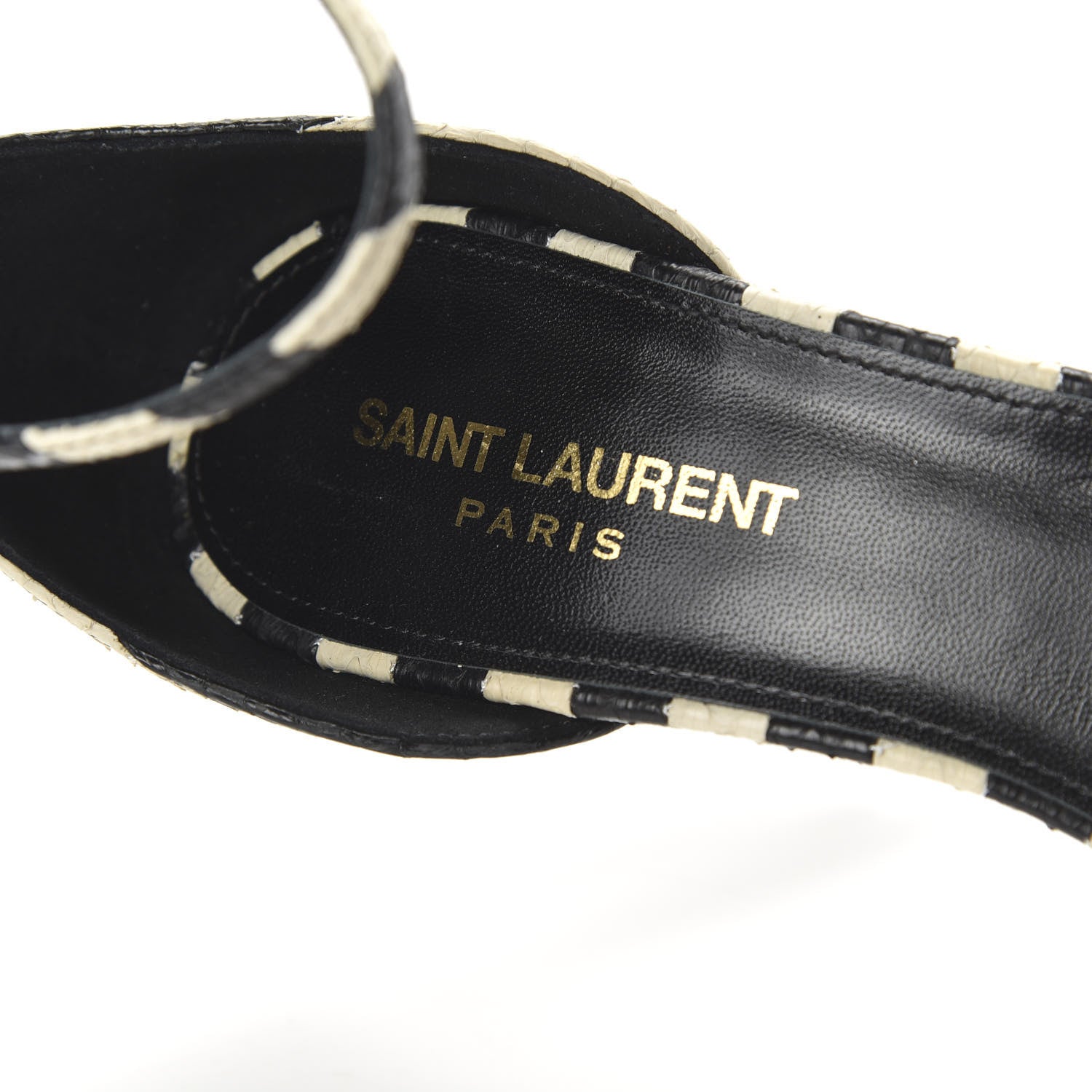 Saint Laurent Snakeskin Striped Amber 85 Heel 38.5 Black Off White 7 of 10