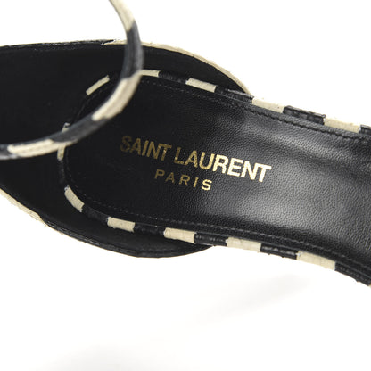 Saint Laurent Snakeskin Striped Amber 85 Heel 38.5 Black Off White 7 of 10