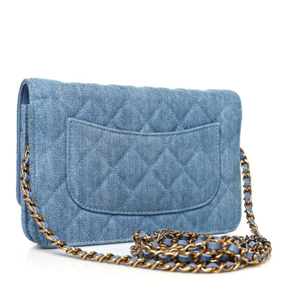 Chanel Denim Quilted Reissue Wallet On Chain WOC Blue 3 of 12