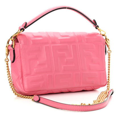 Fendi Nappa FF 1974 Embossed Mini Baguette Rosa Fluo 3 of 17
