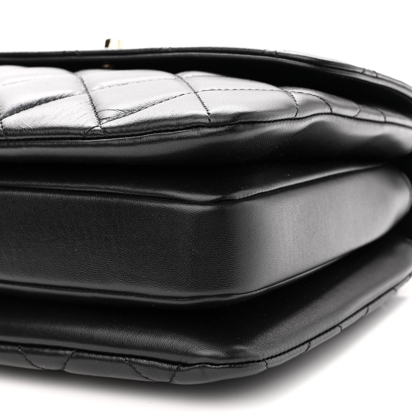 Lambskin Quilted Small Trendy CC Dual Handle Flap Bag Black