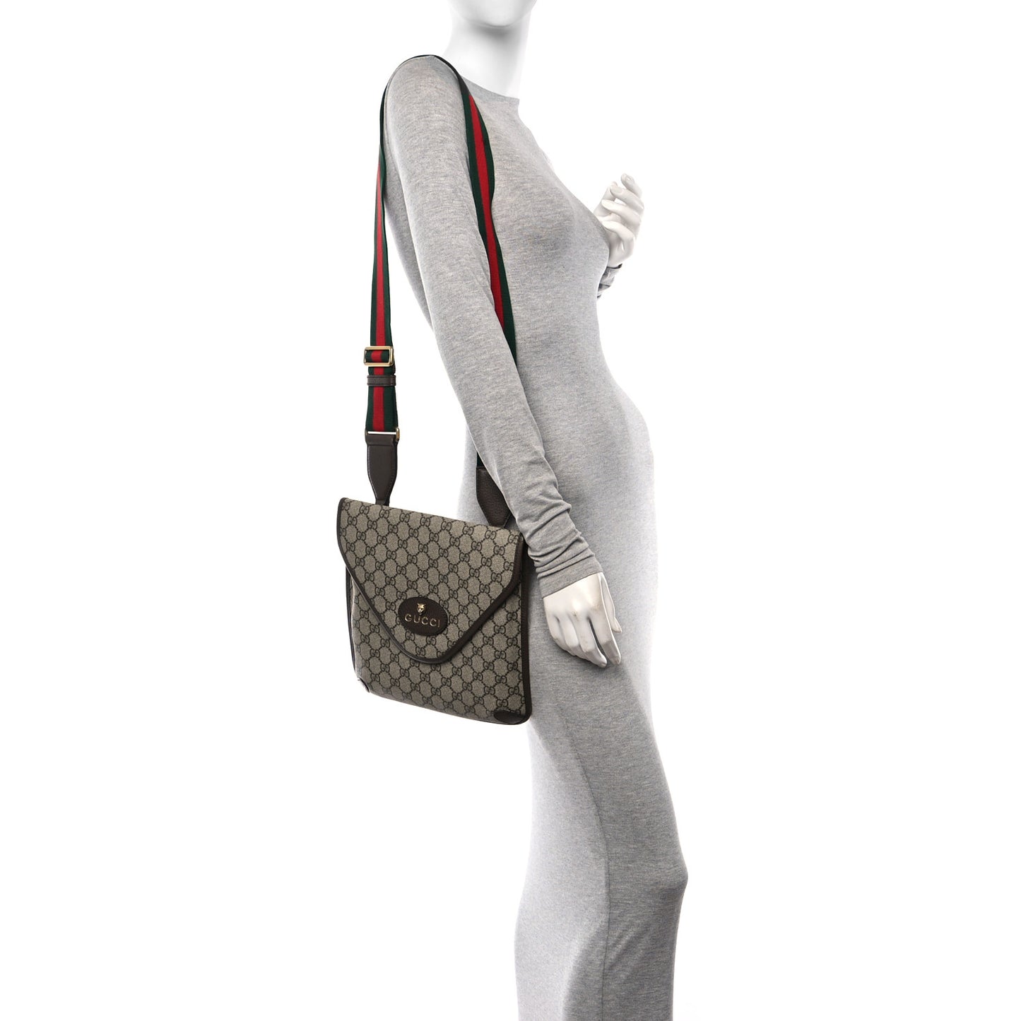 GG Supreme Monogram Web Medium Neo Vintage Flap Messenger Bag Beige New Acero