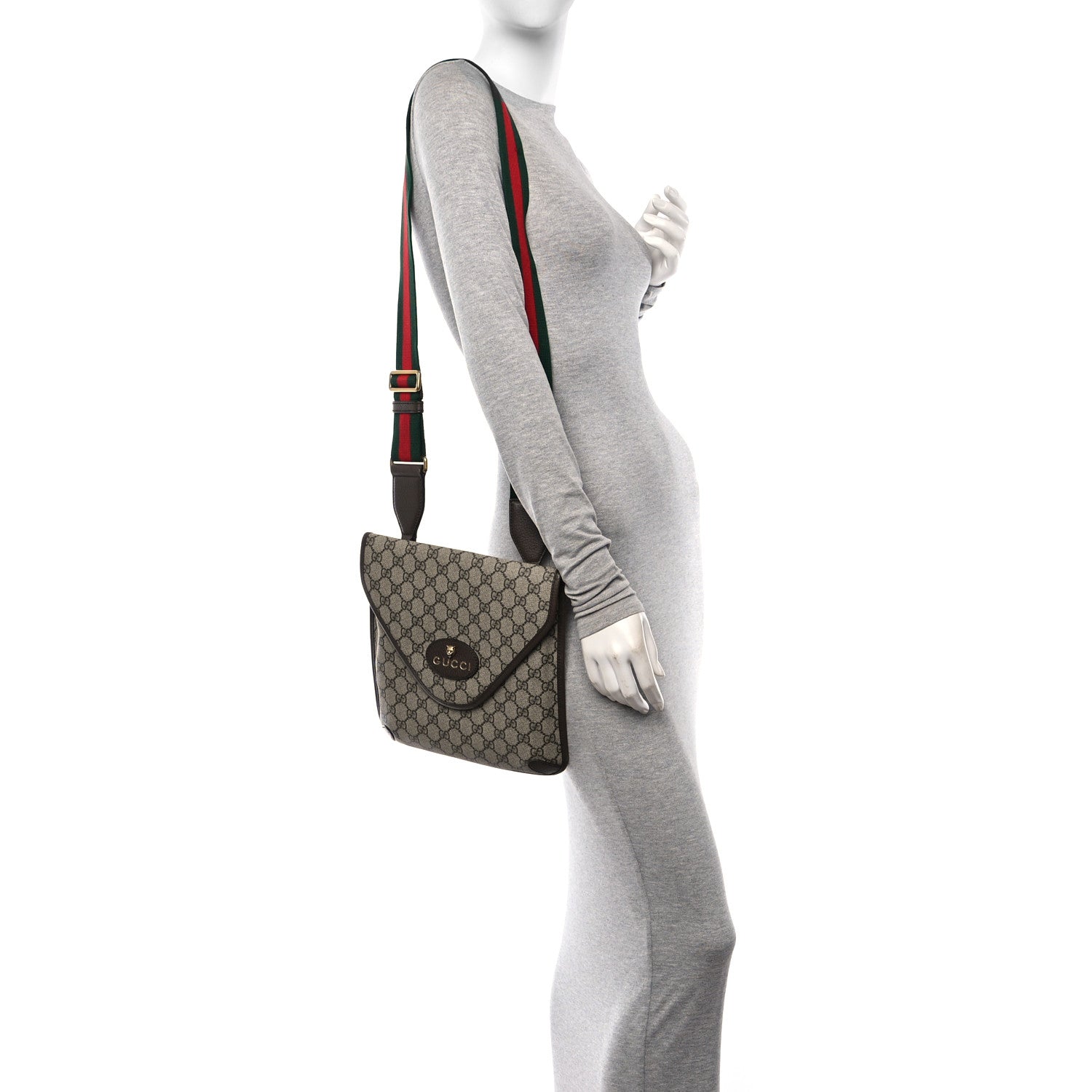 Gucci GG Supreme Monogram Web Medium Neo Vintage Flap Messenger Bag Beige New Acero 2 of 11