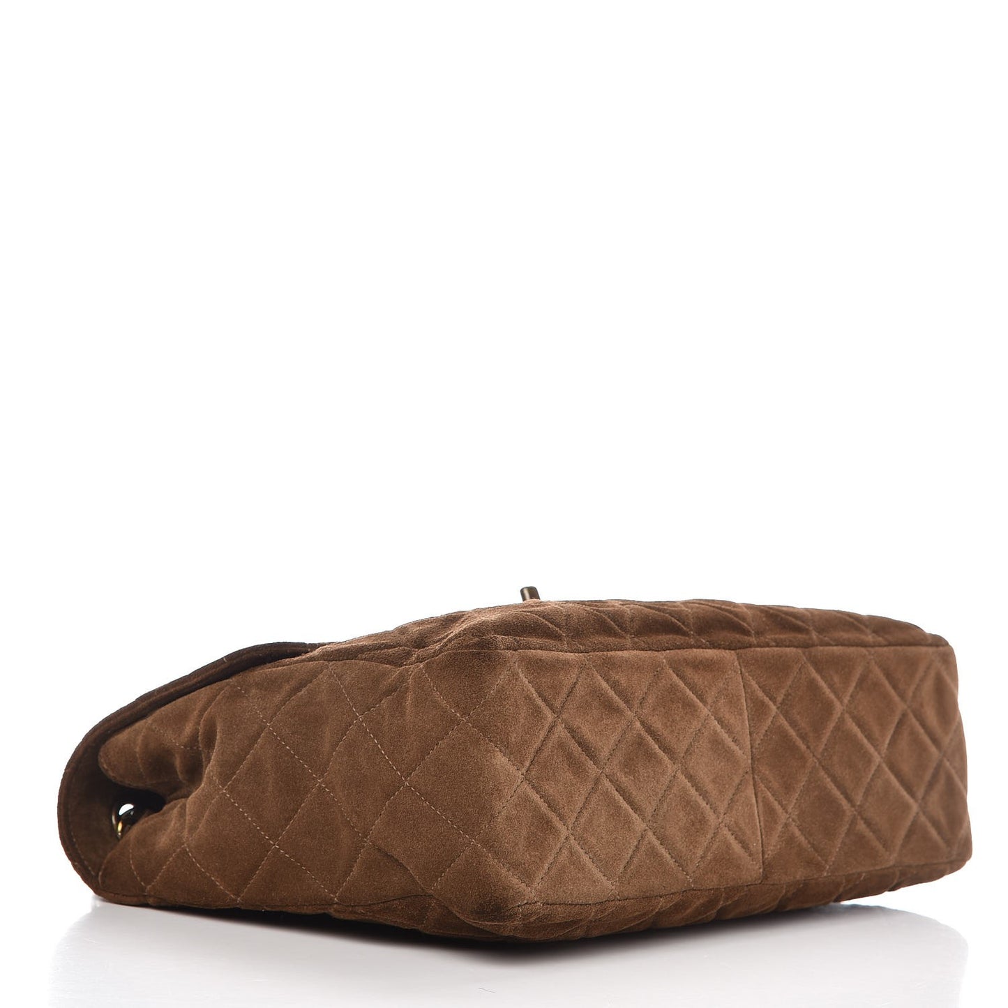 Suede Quilted Jumbo Single Flap Brown