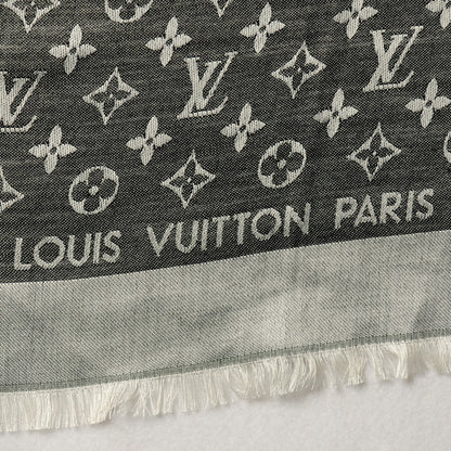 Louis Vuitton Wool Silk Monogram Denim Shawl Black 4 of 5
