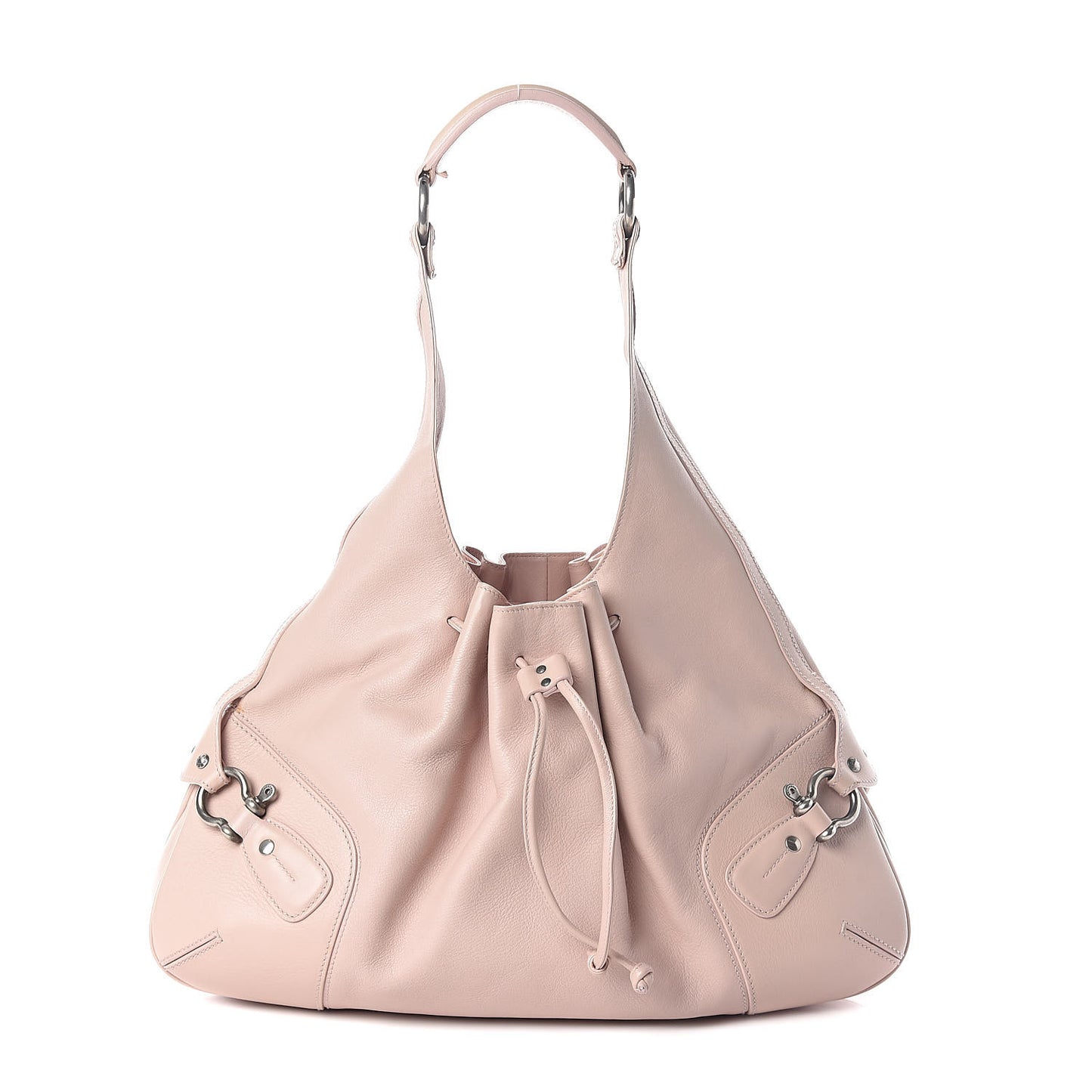 Calfskin Drawstring Hobo Pink
