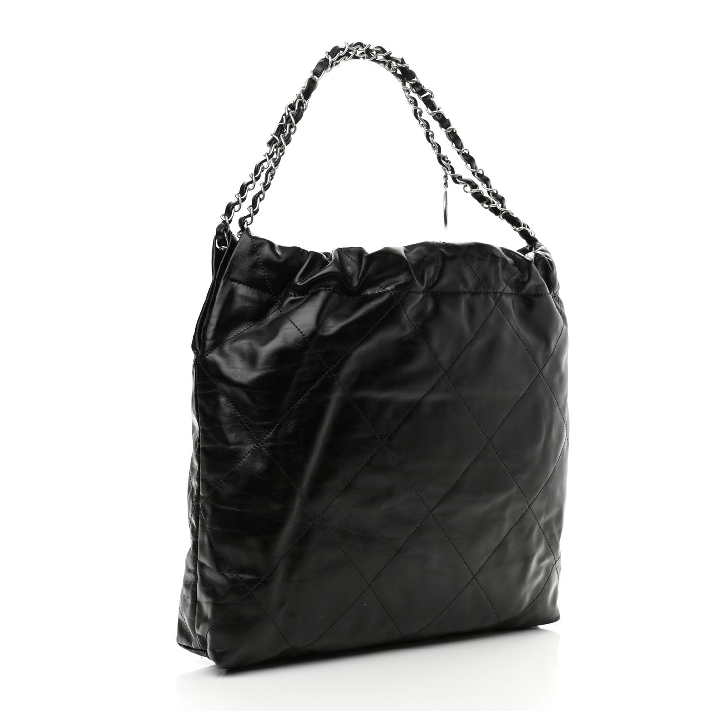 Shiny Calfskin Quilted Chanel 22 Black