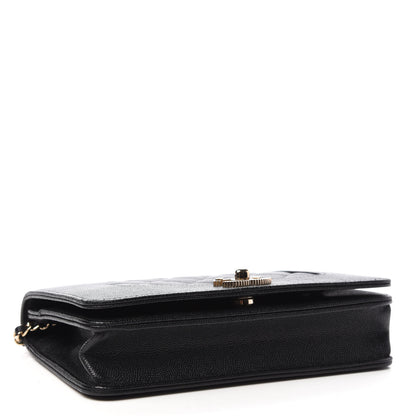 Chanel Caviar Quilted Vintage Mademoiselle Wallet On Chain WOC Black 4 of 12