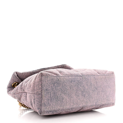 Saint Laurent Denim Quilted Small Loulou Puffer Monogram Chain Satchel Bleached Lilac 4 of 10