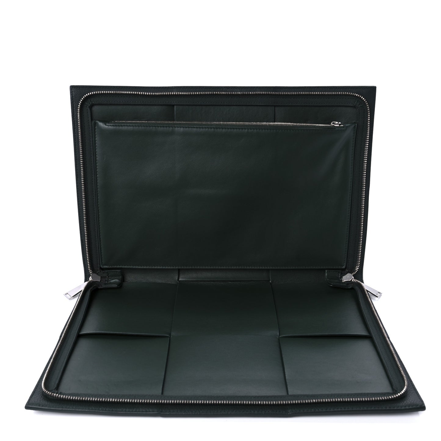 Grained Calfskin Maxi Intrecciato Document Case Pine Green