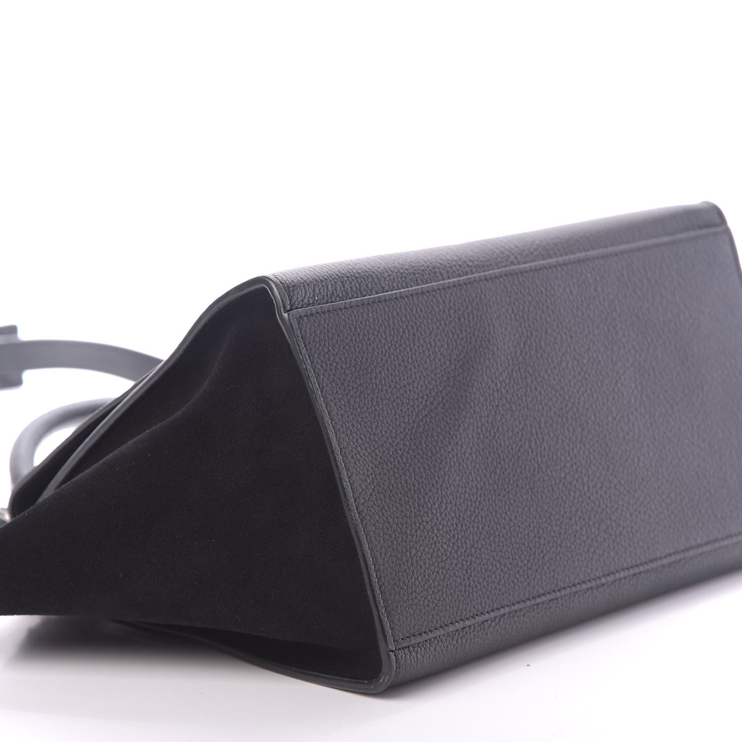 Celine Drummed Calfskin Suede Small Trapeze Black 6 of 13