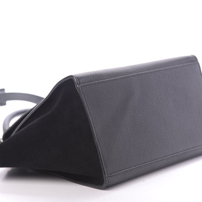Celine Drummed Calfskin Suede Small Trapeze Black 6 of 13
