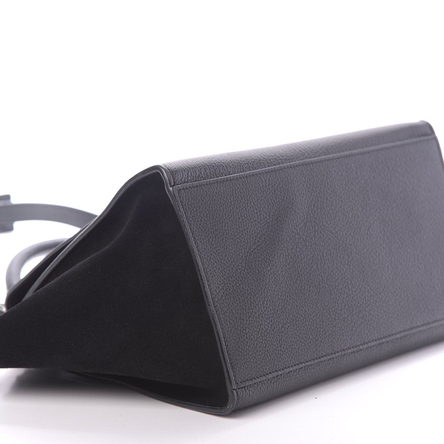 Drummed Calfskin Suede Small Trapeze Black