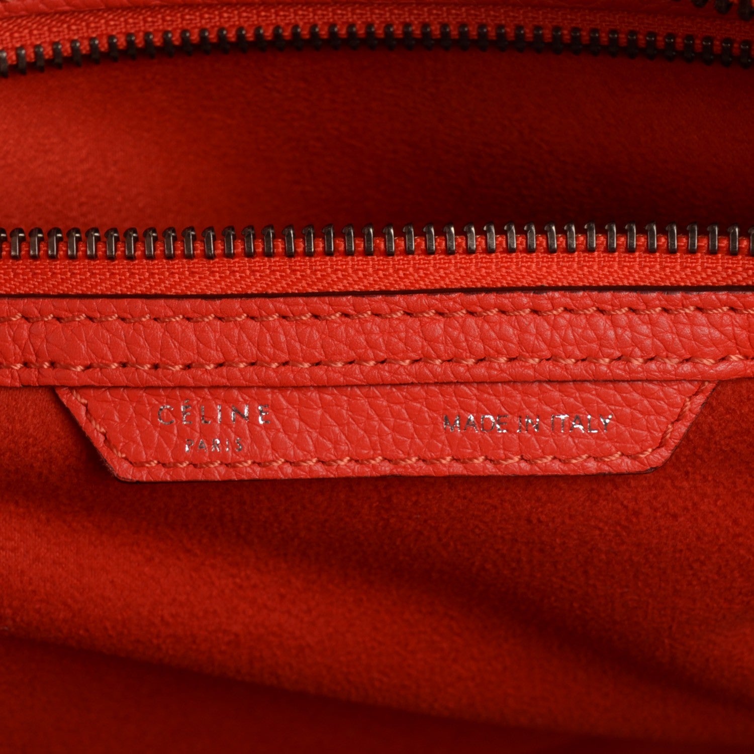 Celine Drummed Calfskin Mini Luggage Vermillion 12 of 14