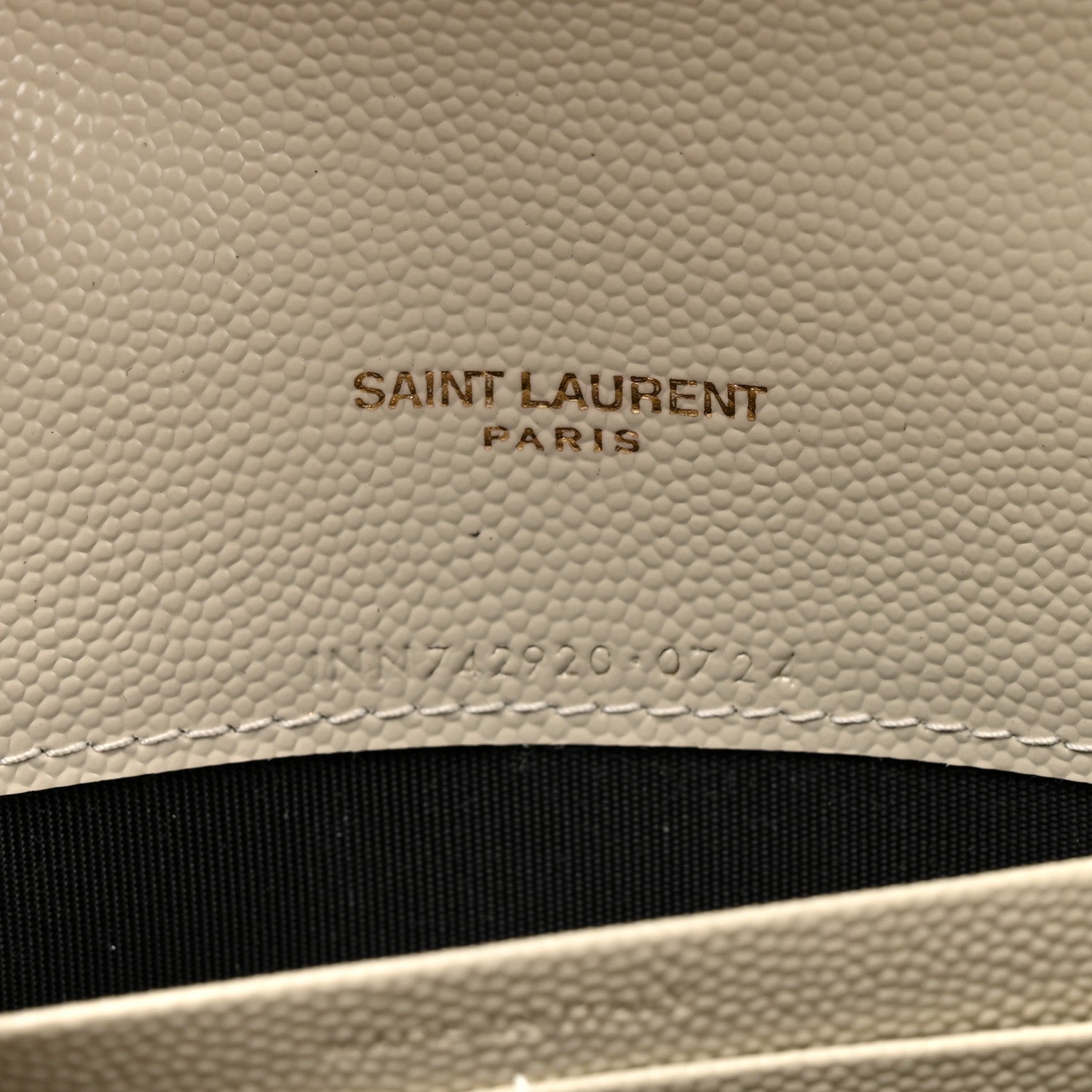 Saint Laurent Grain De Poudre Matelasse Chevron Monogram Envelope Chain Wallet Crema Soft 6 of 9