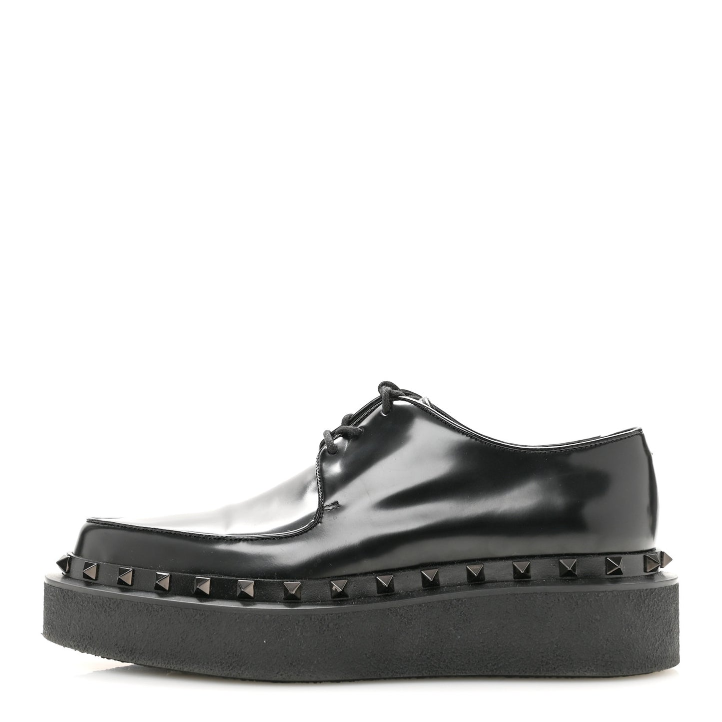 Calfskin Rockstud Womens M-Way Derby Loafers 39.5 Black