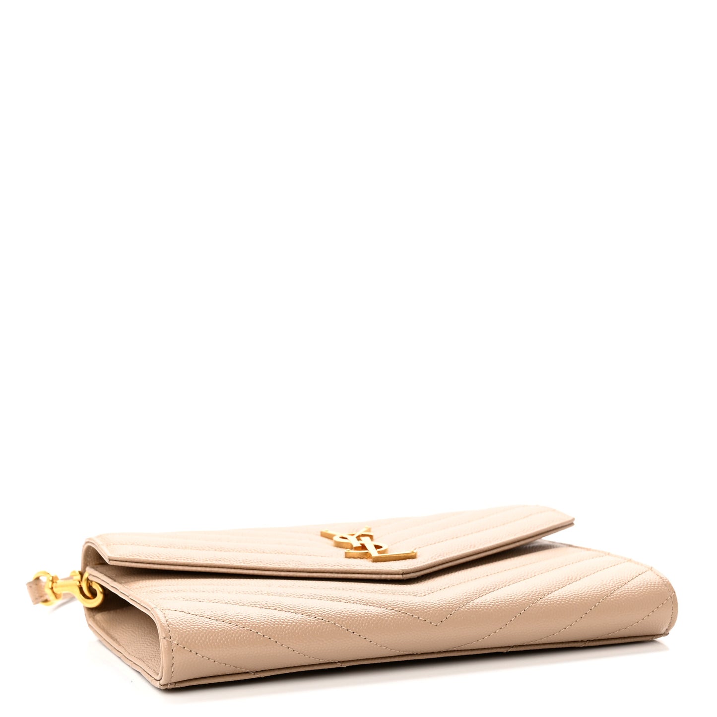 Grain De Poudre Matelasse Chevron Monogram Envelope Clutch Dark Beige