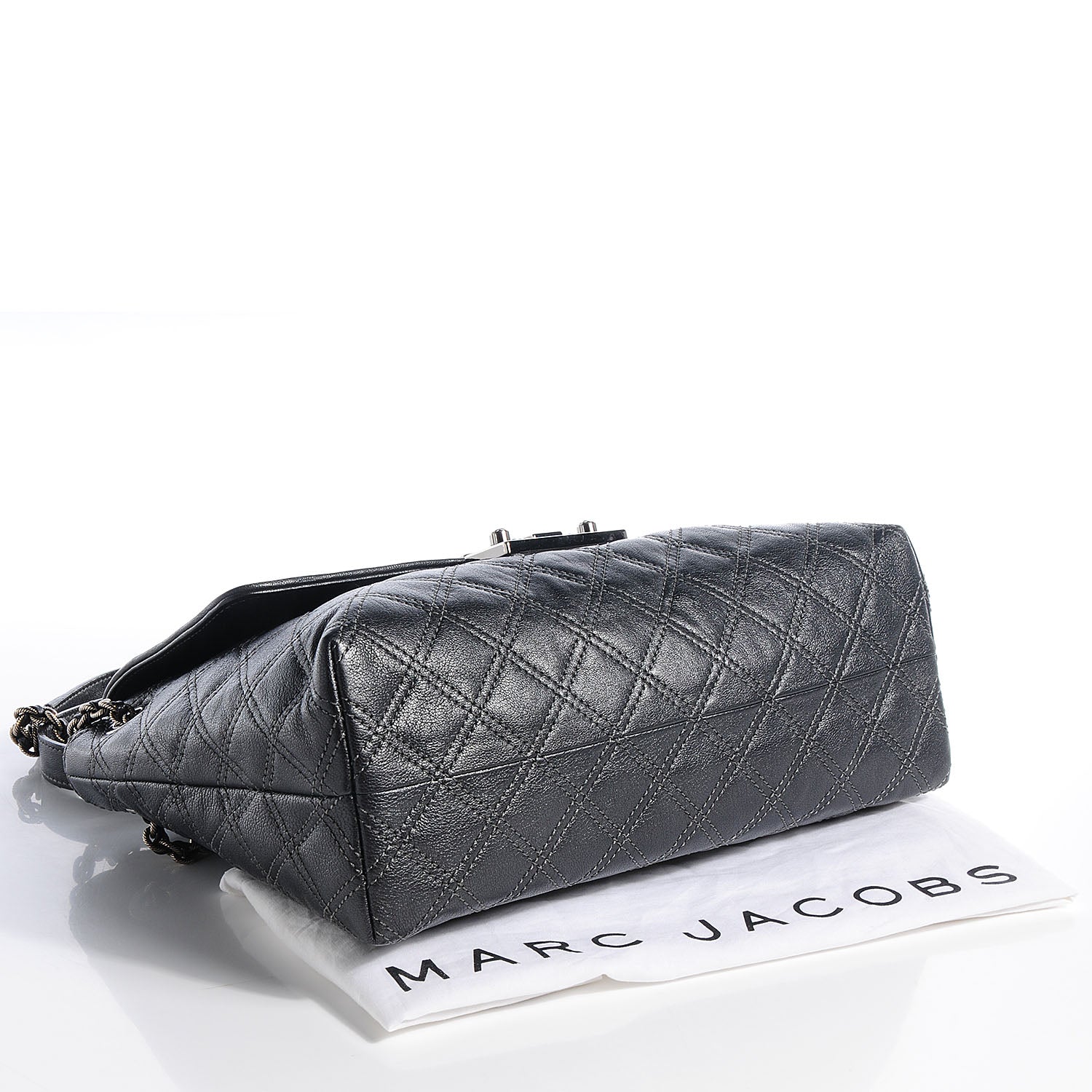 Marc Jacobs Lacquered Lambskin Baroque The XL Single Flap Pearl Anthracite 4 of 10