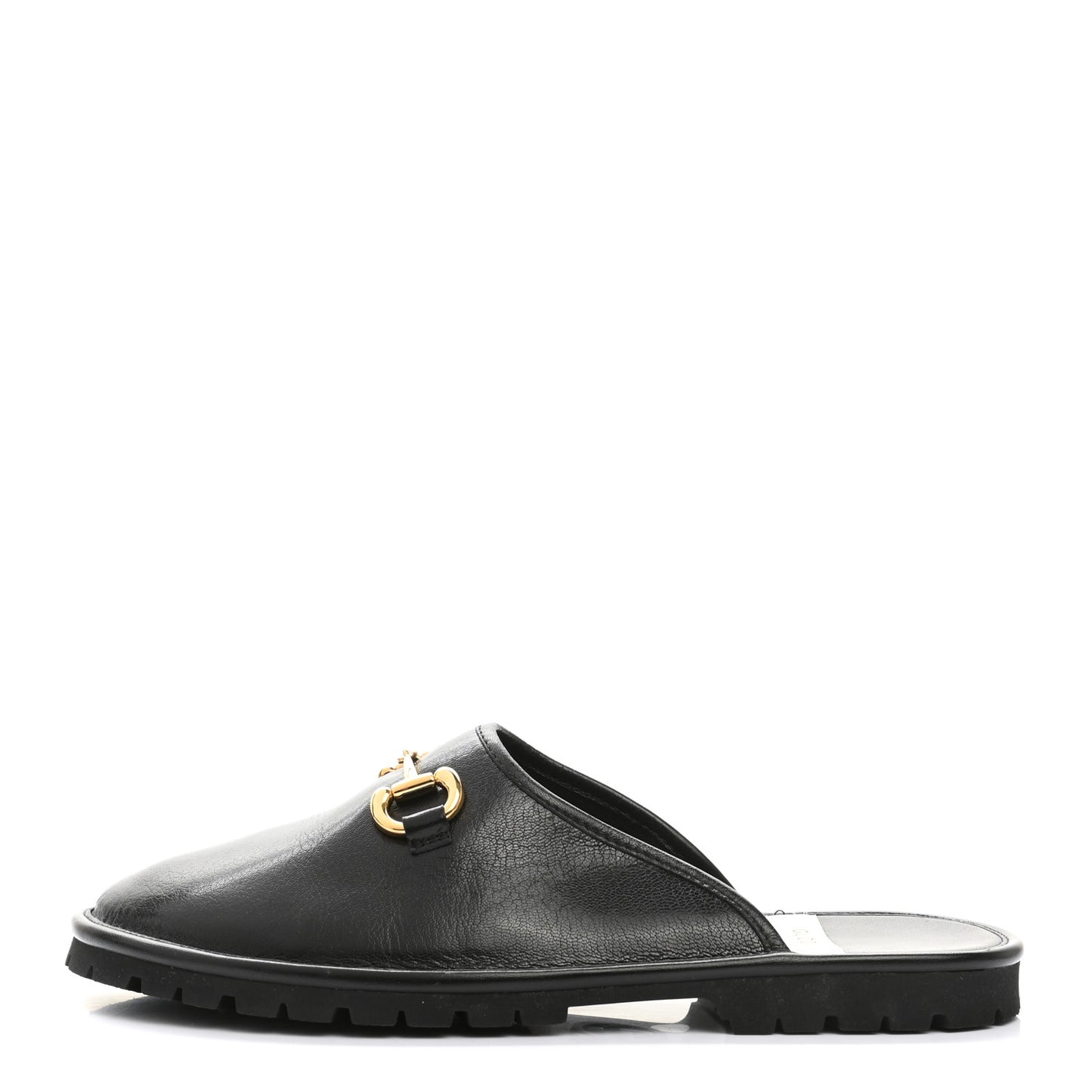 Goatskin Mens Horsebit Lug Sole Slippers 8 Black