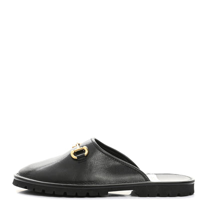Gucci Goatskin Mens Horsebit Lug Sole Slippers 8 Black 1 of 10