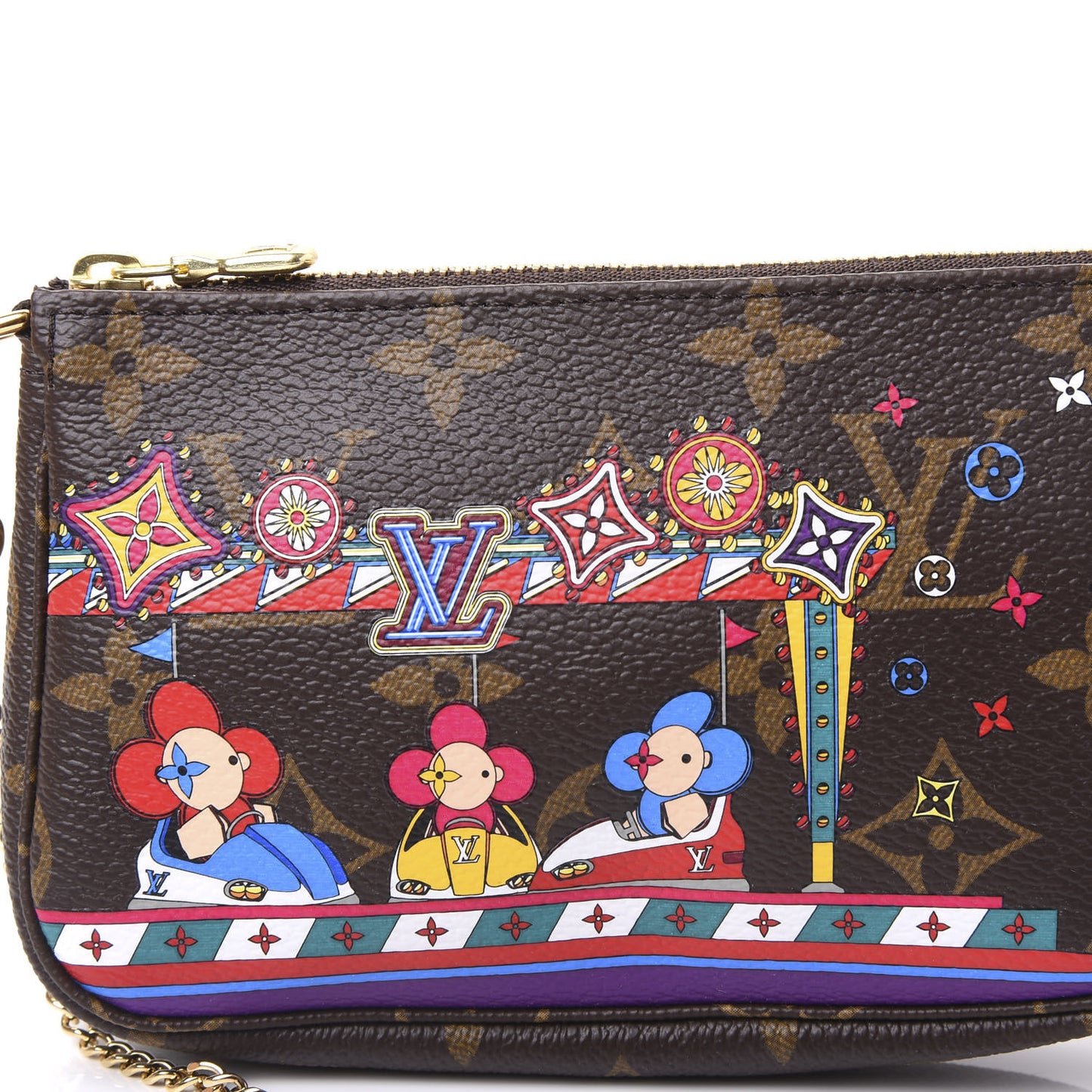 Monogram 2020 Christmas Animation Bumper Cars Mini Pochette Accessories Coquelicot