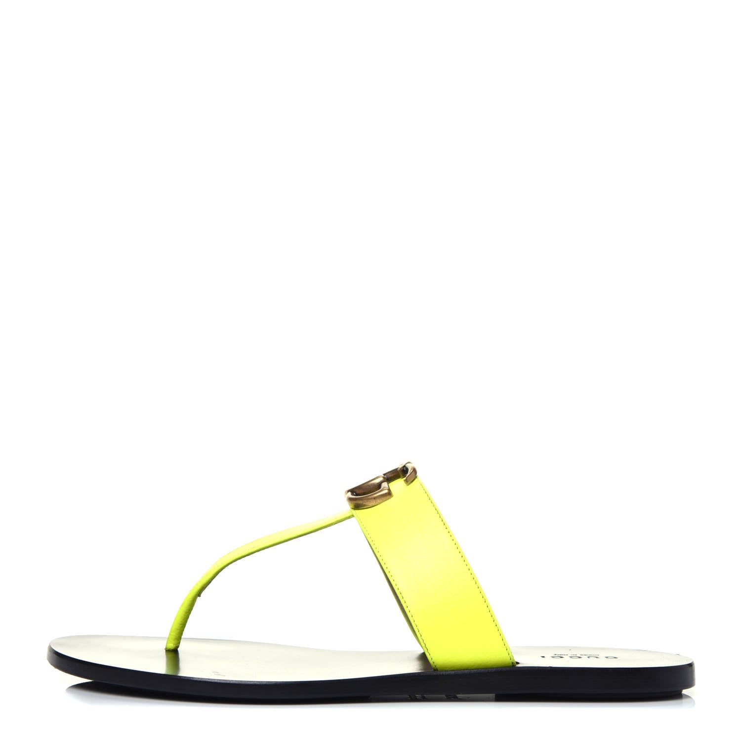 Gucci Calfskin GG Marmont Thong Sandals 38.5 Yellow Fluo 1 of 8