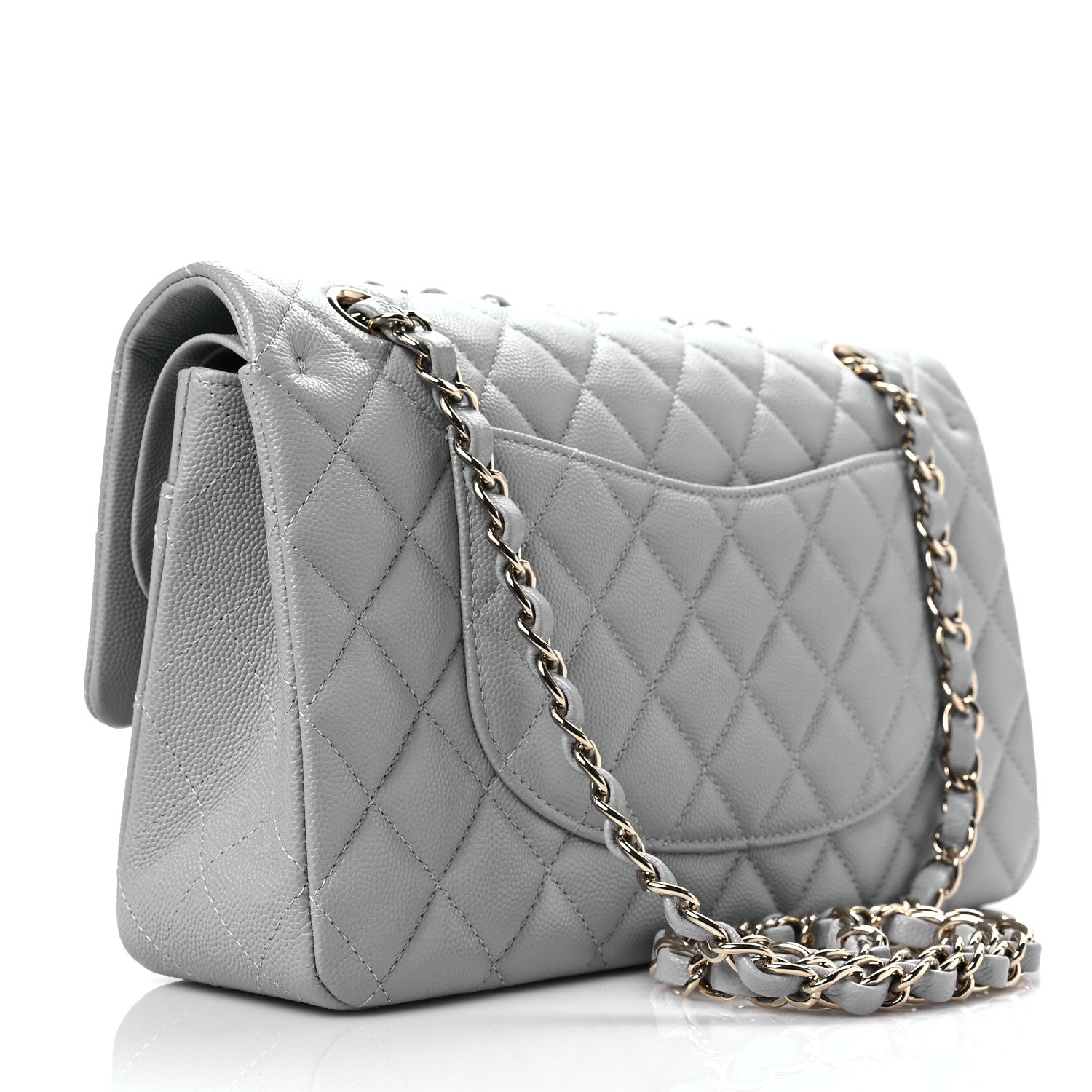 Chanel Caviar Quilted Medium Double Flap Grey 3 of 8